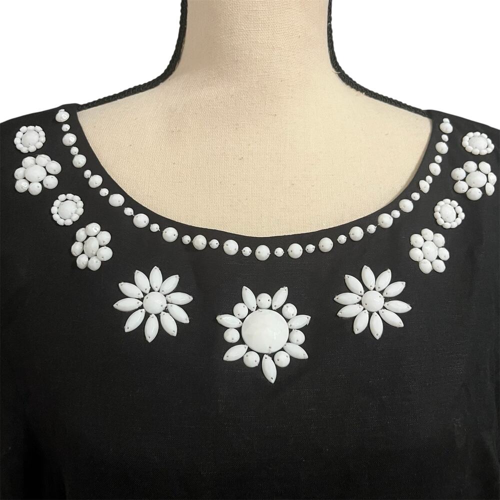 Lennie for Nina Leonard Women's Black Linen Blend Lagenlook Sheath Dress Sz 16